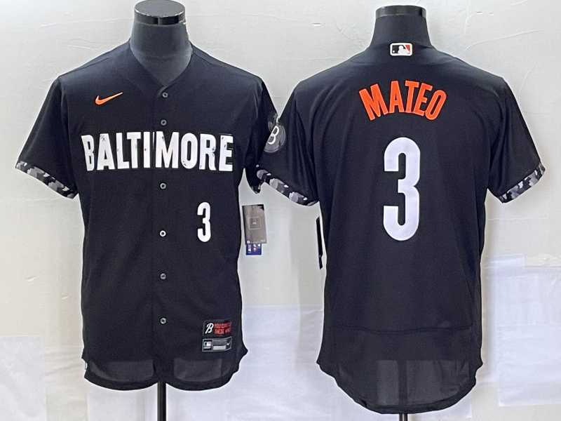 Men%27s Baltimore Orioles #3 Jorge Mateo Number Black 2023 City Connect Flex Base Stitched Jersey
